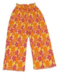 Lososové plisované culottes nohavice s kvetmi Primark