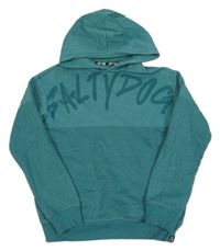 Zelená mikina s nápisom a kapucňou Salty Dog