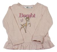Svetloružová tunika s Bambim a volánikom H&M