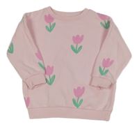 Svetloružová mikina s tulipány F&F