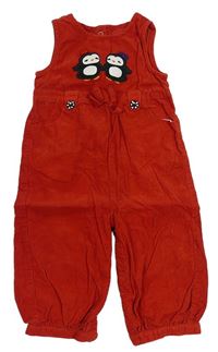 Červené menšestrové na traké nohavice s tučňáčky GYMBOREE.