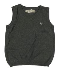 Tmavosivá melírovaná svetrová vesta s výšivkou H&M