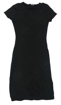 Čierne rebrované elastické šaty H&M