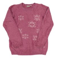 Staroružový chlpatý sveter s vločkami alive