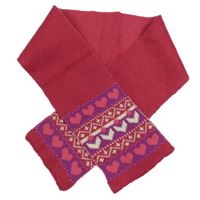 Malinovo-ružovo-fialová melírovaná pletená šál so srdiečkami a vzorom zn. George