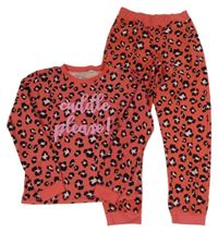 Jahodovo-černo-světlerůžové vzorované pyžamo s nápisy Lily & Dan