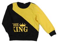 Čierno-tmavožltá mikina s nápismi a korunkou SHEIN