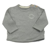 Sivá melírovaná mikina so smajlíkom a nápismi George