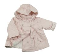 Světlerůžový vzorovaný zateplený kabátek s odopínacíá kapucňou OBaïBi