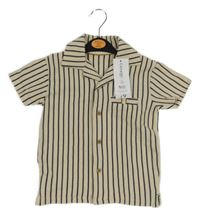 Nové - smetanovo-tmavomodrá pruhovaná vzorovaná košile George