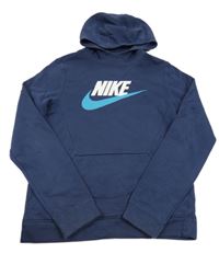 Tmavomodrá mikina s logem a kapsou a kapucí Nike