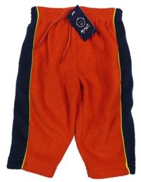 Nové - červeno-tmavomodré fleecové kalhoty s pruhy Minoti