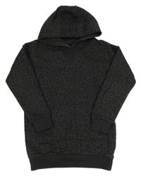 Černá vzorovaná dlouhá teplá mikina s kapsou a kapucí F&F