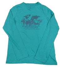 Tyrkysové pyžamové triko se zvířátky a nápisy alive