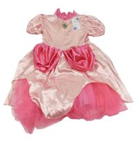 Nové - Kostým - Světlerůžovo-tmavorůžové saténovo/tylové šaty s broží 