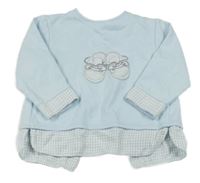 Světlemodro-bielo-sivá mikina s botičkami a vzorom COCO