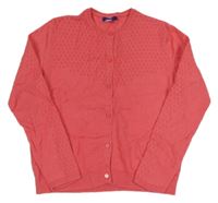 Jahodový melírovaný prepínaci sveter s perforovaným vzorom OKaïdi