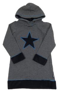 Tmavomodro-šedé pruhované teplákové šaty s hvězdou a kapucí JAKO-O