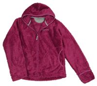 Malinová chlupatá funkční bunda s logem a kapucí Sprayway
