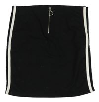 Čierna sukňa so zipsom a bielymi pruhmi New Look