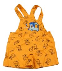 Oranžové plátěné laclové kraťasy s dinosaury RUN BOY