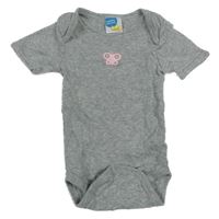 Šedé melírované body s motýlkem 