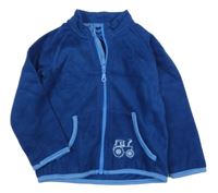 Tmavomodrá fleecová prepínaci mikina s traktorom POCOPIANO