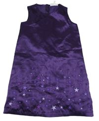 Purpurové saténové šaty s hviezdičkami H&M