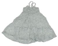 Biele mačkané letné šaty s kvietkami a volánikmi H&M