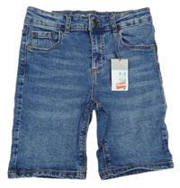 Nové - modré stretch skinny teplákové riflové kraťasy Denim Co.