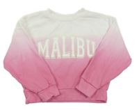 Tmavorůžovo-ružovo-biela ombré crop mikina s nápisom Matalan