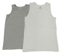 2x - Nátělník - Šedý melírovaný, bílý H&M