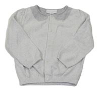 Bielo-světlešedo/stříbrný melírovaný kašmírový prepínaci sveter the little white company