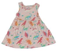 Ružové bavlnené šaty s dinosaurami F&F