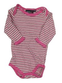 Tmavorůžovo-sivo-biele pruhované body