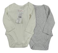 Nové - 2x žebrované body - smetanové + světlešedé melírované F&F