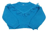 Modrý oversize sveter s strapcemi Matalan