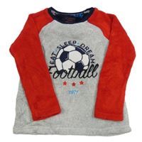 Sivo-červená chlpatá mikina s futbalovým loptou Primark