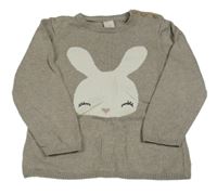 Hnedý melírovaný sveter s králikom zn. H&M