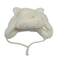 Smetanová kožešinová podšitá beranice s oušky Jeff&Co