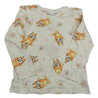 Smetanové květované triko s Bluey a volánky