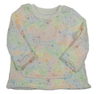 Smetanovo-barevná chlupatá mikina se srdíčky Nutmeg