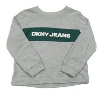 Šedo-zelené triko s nápisem DKNY