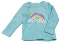 Modrá chlpatá mikina s dúhou Kids