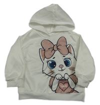 Smotanová mikina s mačkou a kapucňou Shein