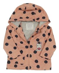 Staroružová bodkovaná á šušťáková jarná bunda so zebrou a kapucňou F&F