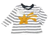 Nové - Bílo-antracitové pruhované triko s kometou Sfera