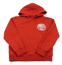 Červená mikina s potlačou a kapucňou