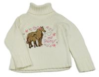 Smotanový svetrový rolák s koňmi C&A