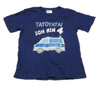 Tmavomodré tričko s policejním autom